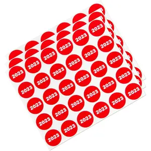 3 Pack of 300 Labels - 2023 Year Stickers, 0.75 inch Circle Dot, Color Coded Neon Red 2023 Year Labels/Class of 2023 Stickers/Book Keeping/Office Organization Inventory