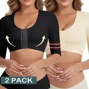 1/2 PACK Arm Shaper for Women Fajas Post Surgery Compression Sleeves Front Closure Bra Arm Lipo Shapewear
