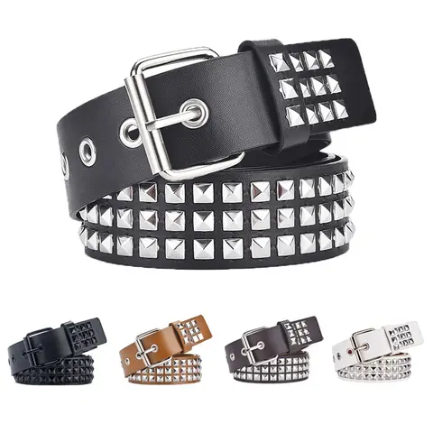 Unisex Vegan Faux Leather Costume Waist Belt - Gothic Punk Style with Square Stud Rivets, Metal Pyramid Buckle, Cloth Backing, Fitness Cosplay Accessory for Work-Party Wear, Daily Life, Parties (Ideal for Close Friends Gifting)