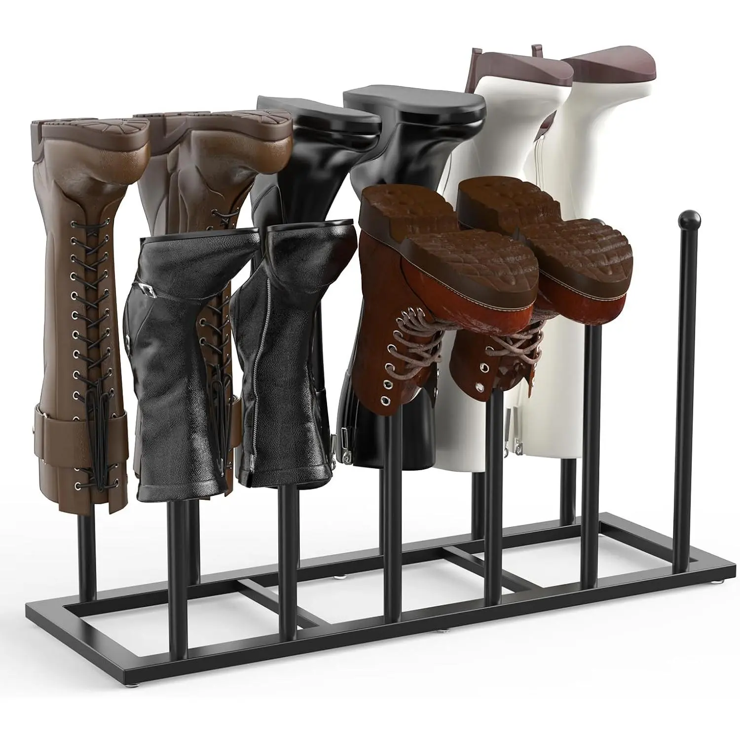 Boot Rack, 19.5 Inches Boot Rack Organizer for Tall Boots, Stainless Steel Boot Storage Holder, Free Standing Boot Racks for 6 Pairs Entryway, Closet, Black