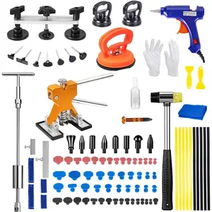 97 count Dent Puller Kit,  Dent Puller for Dent Repair,  Dent Puller Kit with Golden Lifter, Slide Hammer T-Bar, Bridge Puller, Paintless Dent Removal Kit for  Refrigerator Door Ding Repair