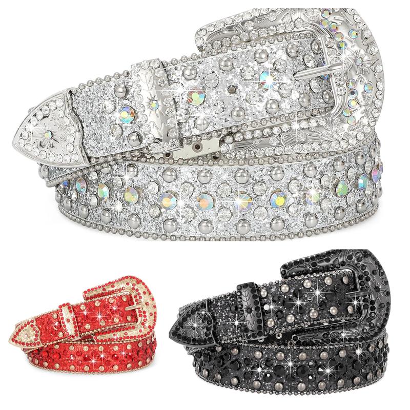 XZQTIVE Rhinestone Belt for Men and Women - Perfect for Jeans, Dresses, Western Cowgirl Cowboy Style, Studded with Glitter and Sequin Strap Belt, a Fashionable Accessory for All Occasions