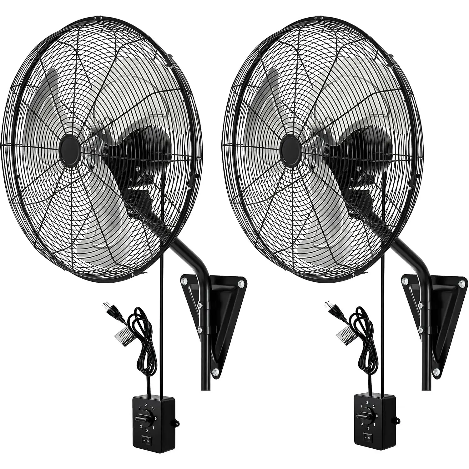 2 Pack 20 Inc Heavy Duty Wall Mount Fan, 7500CFM Wall Fan for Garage, Factory, Patio, Porch, Shop, and Commercial Use with 3-Speed and Adjustable Tilt High Velocity Industrial Oscillating Fan