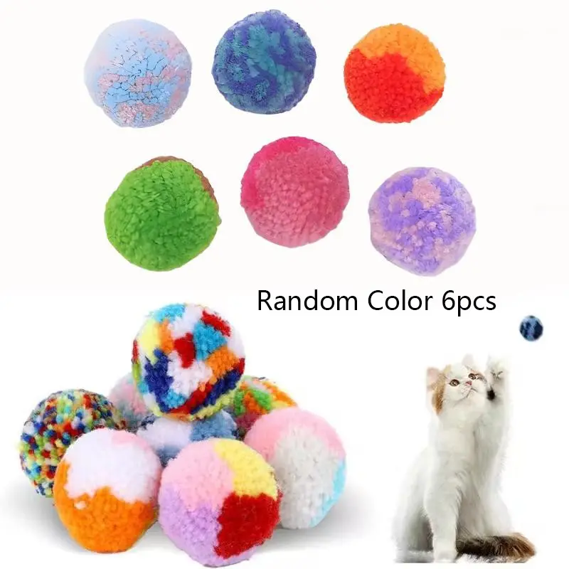 Interactive Cat Toy Plush Ball, Soft Chewable Fuzzy Ball, Indoor Interactive Play for Kittens & Cats, Durable Yarn Material