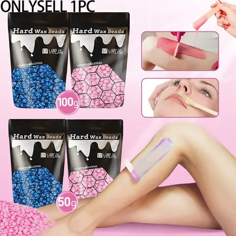 Hard Wax Beads, Wax Beans, Depilatory Wax for Body, Face, Legs, Multipurpose Hard Wax Beads for Body, Face, Legs, At-Home Waxing Kit for Long-lasting Smooth Skin, Hair Removal