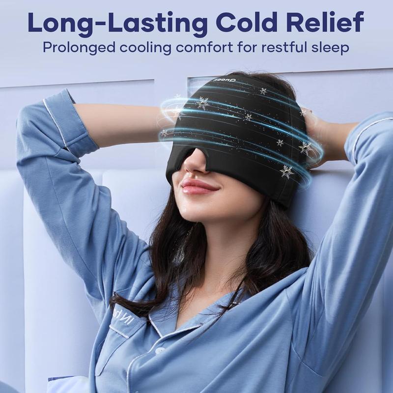 HISTORYOO Migraine Headache Relief Cap Reusable Hangover Gel Cooling Ice Cap Eye Mask Strain Relief Eye Bags Stress Hot Cold Compress Therapy (Before use, it needs to be placed in the fridge or microwave) Puffy Stye Treatment Dry Headache Dark Circles