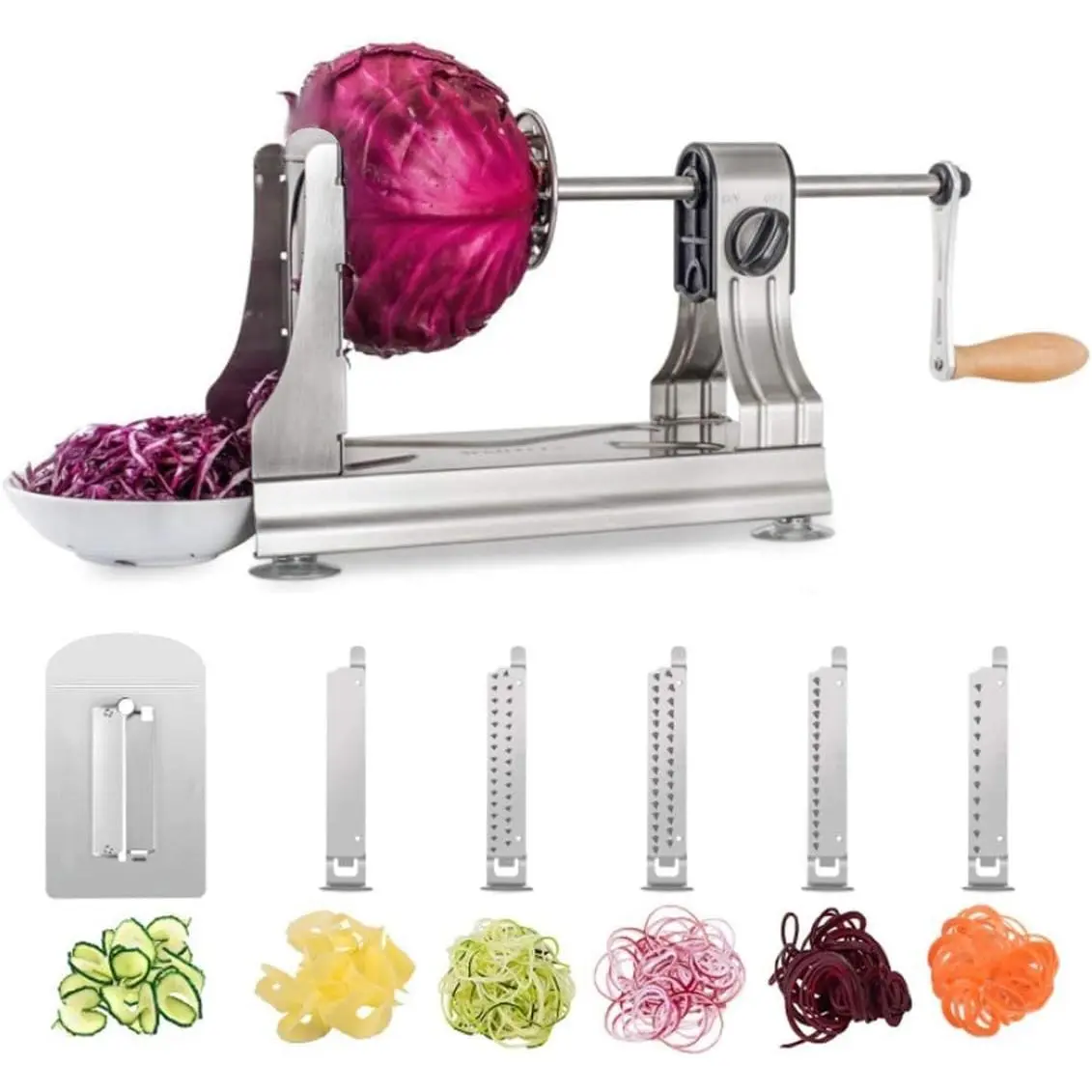6-Blade Vegetable Spiralizer Spiral Slicer Veggie Pasta Spaghetti Maker for Healthy Low Carb/Paleo/Gluten - 304 Food Stainless Steel Body