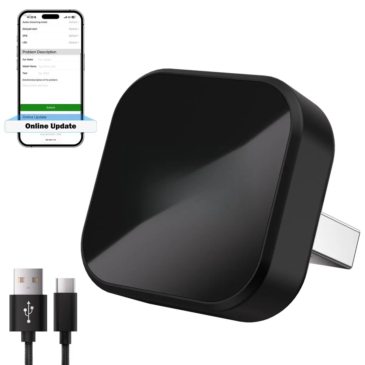 2-in-1 Dual Mode Wireless CarPlay & Android Auto Adapter - Compact Mini Box Plug&Play Dongle BT WiFi, Bluetooth Wireless Converter for Wired Car Compatibility, Automotive Electronic Accessory