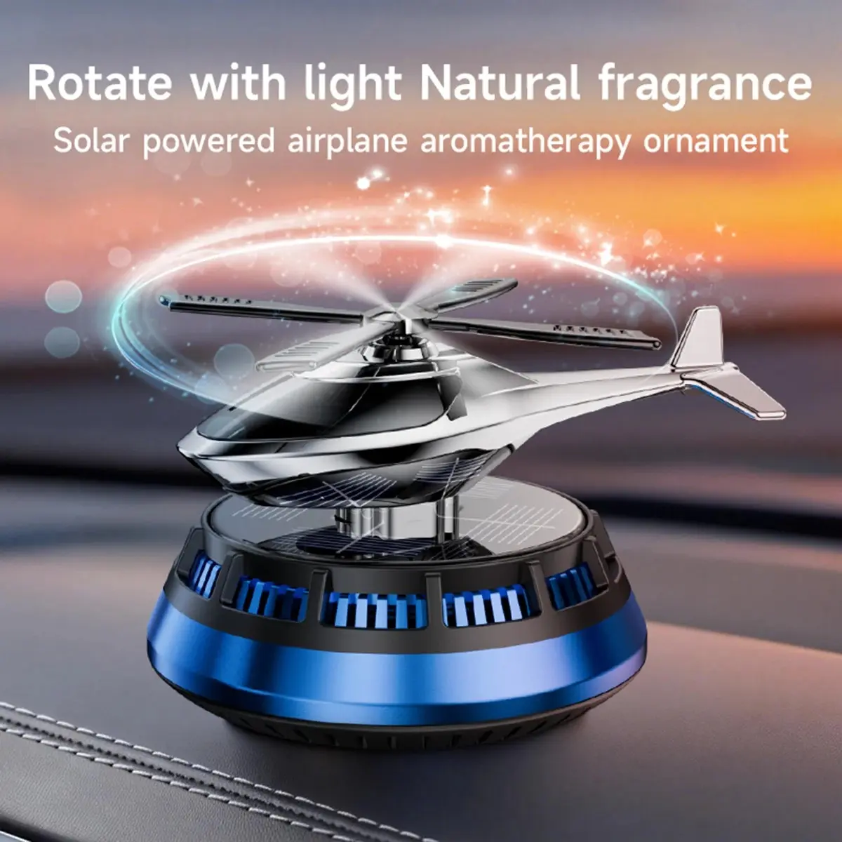 Solar Car Air Freshener Perfume, Helicopter Decor, Interior Decor, Solar Car Rotating Aromatherapy Perfume, Car Fragrance, Car Accessory, Enhance Your Driving Experience