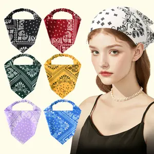 Boho Paisley Print Elastic Triangle Scarf Headbands, Versatile Bohemian Turban Hair Wraps for Women Daily Wear