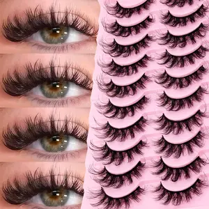 10 Pairs Elegant False Eyelashes, 3D Effect, Durable Band, Natural Dense Lash Extensions, Reusable, Perfect for Daily Use, Parties, Concerts