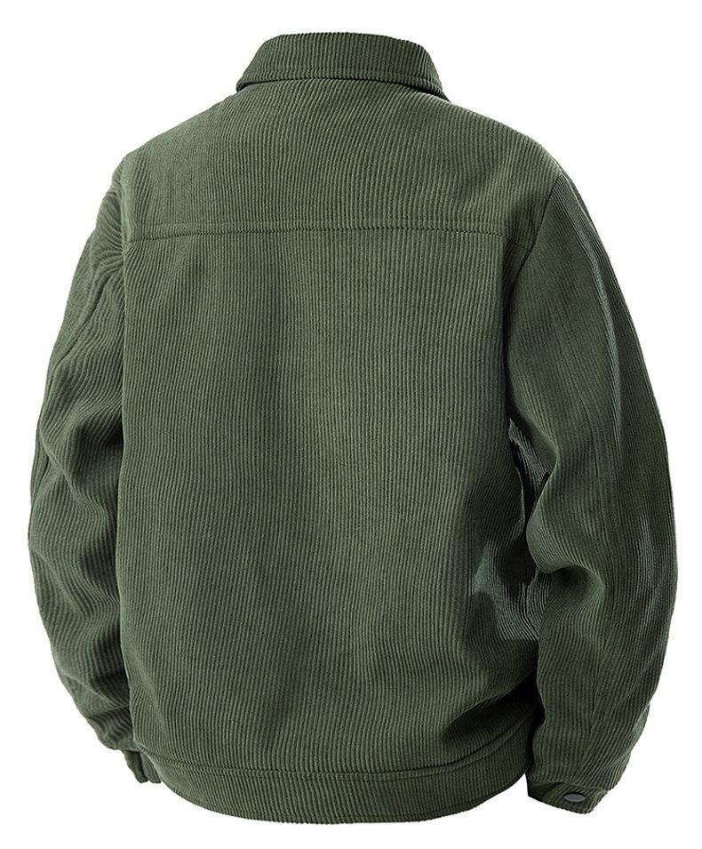 BIGWIG autumn and winter men's corduroy jacket, lapel work jacket, men's warm jacket, men's coat, easy to care for, solid color design, autumn layering items, full zip quilted lining, casual loose warm, vintage wool coat