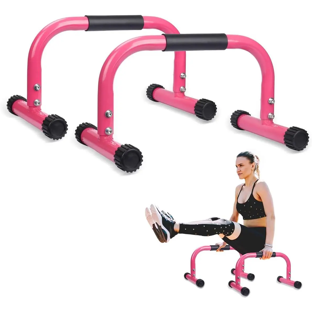 Parallettes Bars, Push Up Bars Strength  For Handstands, Full Planche & Dips, Calisthenic, Gymnastic, [16.6x10x10in] Push Up Stands Handle for Floor Workouts Calisthenics Equipment