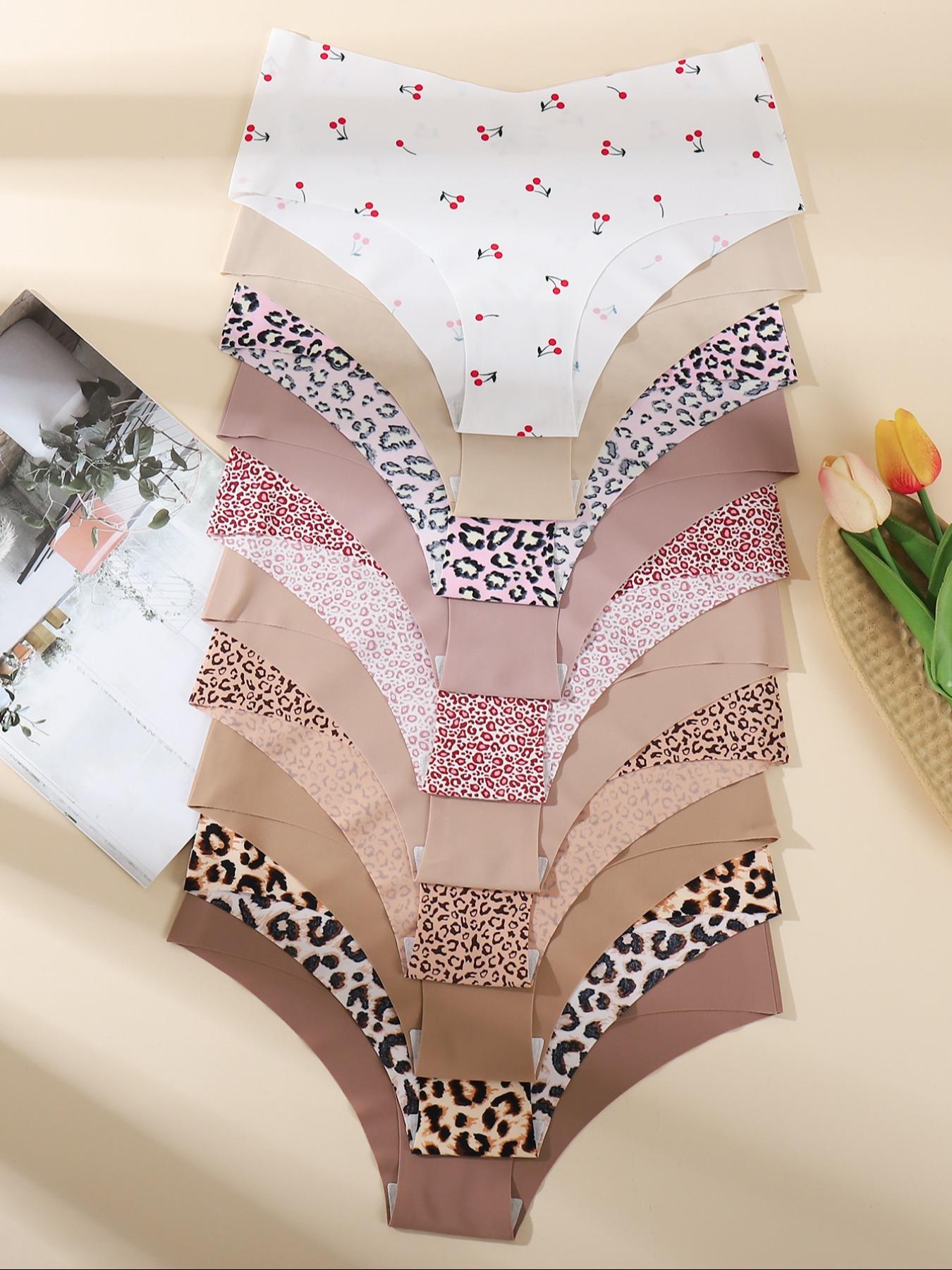 Women's Plain / All Over Print Soft Pastel Panty, Breathable Cute Comfortable Seamless Pastel Knicker for Daily Wear, Women's Underwear for All Seasons