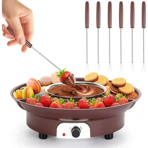 MINI Melting Fondue Set, 10oz Electric Chocolate Melting Pot with 6PCS Forks, Cute Chocolate Fondue Fountain, Warmer Machine for Milk Chocolate, Cheese, Butter, Candy (Coffee)