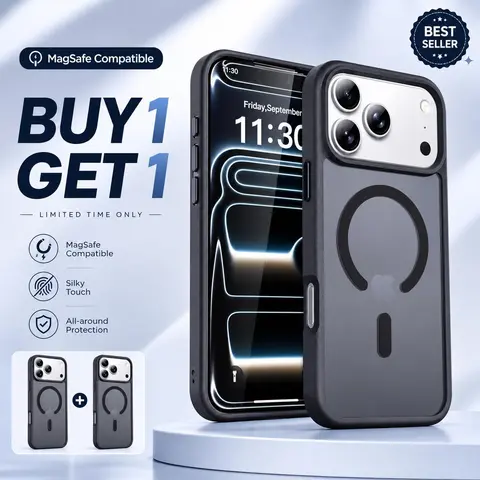 2 Pack Magnetic Phone Case for iPhone 18 Pro Max 18 Pro 17 Pro Max 16 Plus 15 14 13 12, Skin-Touch Feel Slim Protective Case, Shockproof Cover, Buy 1 Get 1 FREE,Phone Case for iPhone 18 Pro Max 18 Pro