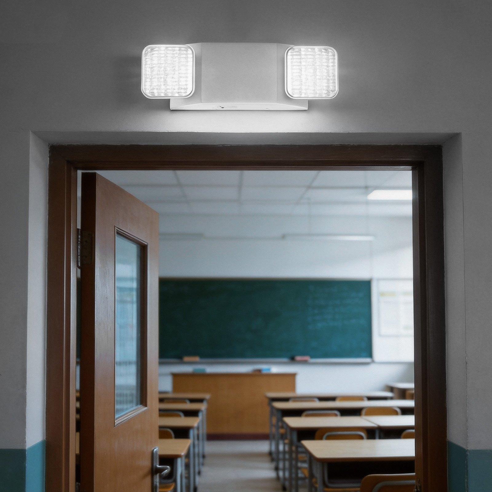 VEVOR 12 Pack Emergency Lights for Business, with Battery Backup, Commercial LED Emergency Exit Lighting Fixtures, AC 120/277V, with Two Square Head Adjustable, 90-Minute Backup, for Business, White