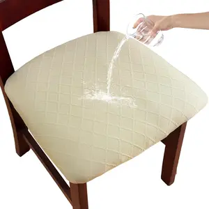 Waterproof Chair Seat Covers Set of 2 for Dining Room, Stretch Removable Washable Dining Chair Seat Slipcovers for Home, Restaurant, Banquet,Chair Seat Cushion Protector(Beige, Large)