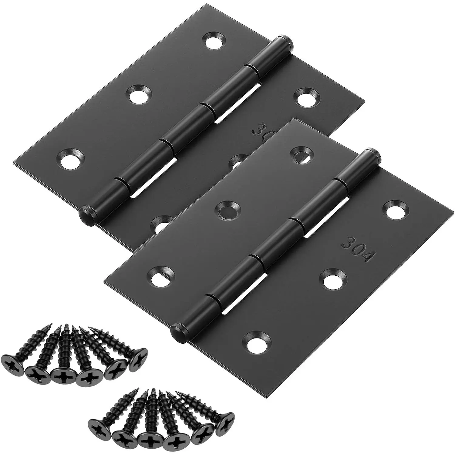 2 count 3" Stainless Door Hinges,Stainless Steel Folding  Hinge Door Hinges with 12 count Screws for Doors Wooden Boxes Windows (Black)
