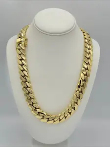 Gold classical large dragon beard button head hip-hop Cuban chain, gold center of gravity 22mm luxury Cuban chain, luxury rapper favorite style Cuban chain, Father's Day Mother's Day gift jewelry