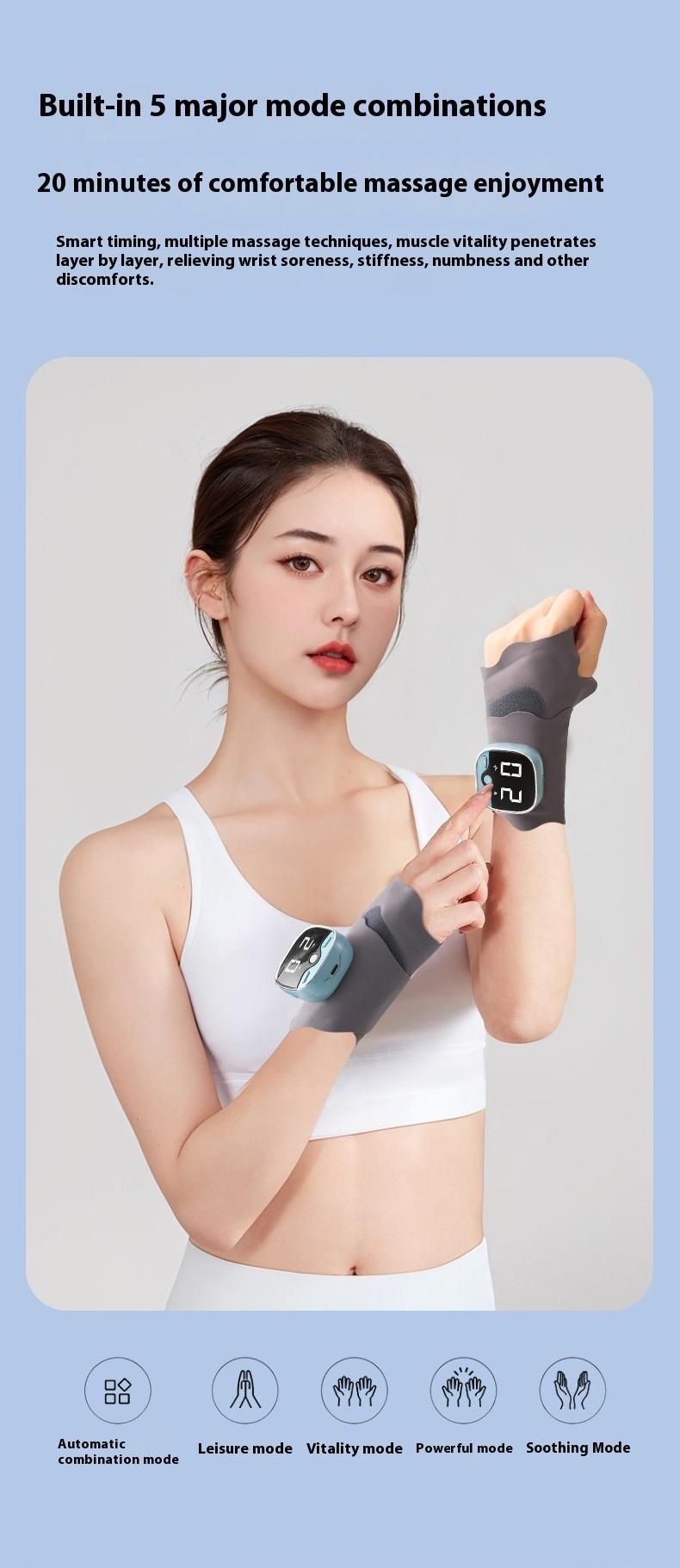 Portable Heated Wrist Massager with Vibration - 5 Massage Modes & 9 Intensity Levels, USB Rechargeable Cordless Hand Care Massager Heating Wrap for Tendonitis Arthritis Rheumatism Home Office Work Outdoor Sports Hands Pain Relief, Gift for Mom Dad Christm