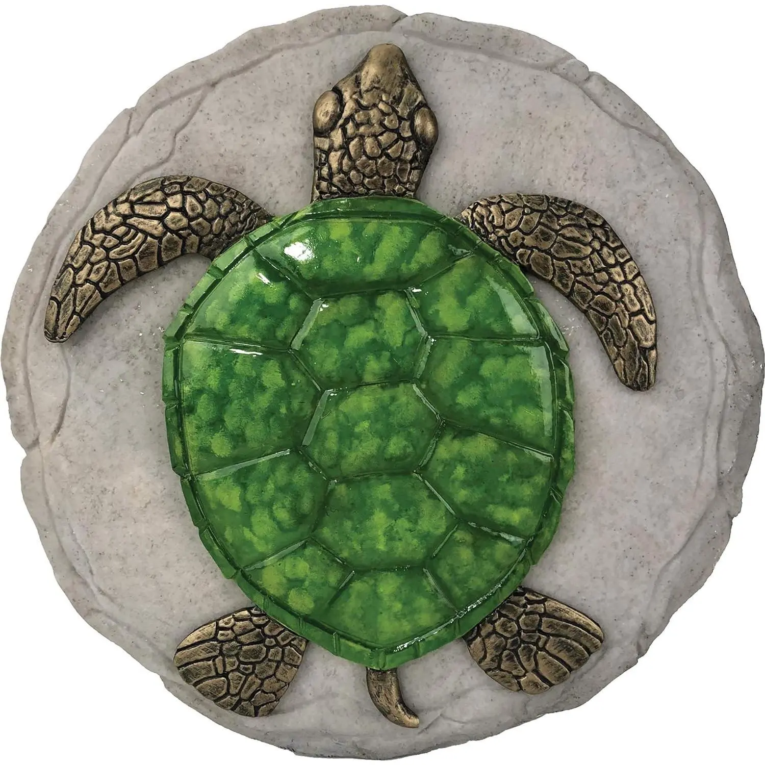 Round Turtle Stepping Stone, Outdoor Garden Decorative Stone for Outdoor Garden Use, One-Piece