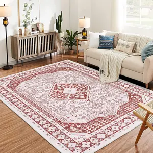 GARVEEWashable Area Rugs: Ultra-Thin Vintage Moroccan Style, Stain Resistant, No Slip, Available in Various Sizes and Colors, Perfect for Living Room, Bedroom, Dining Room Decor.