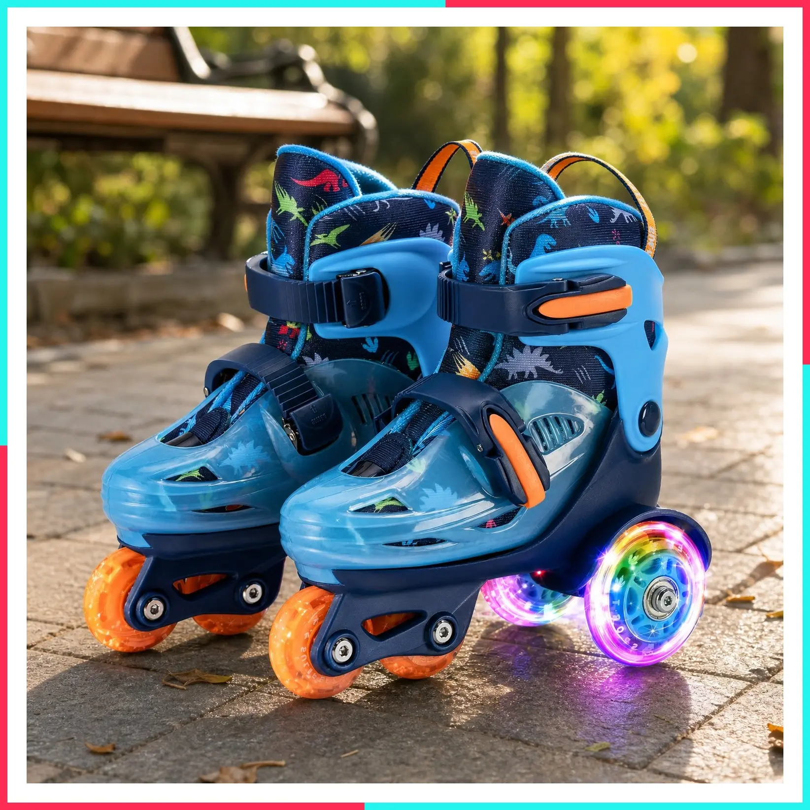 Adjustable Roller Skates for Boys Girls Kids, Fun Light Up Flash Wheels, Three-Point Balance Design, Suitable for Beginners Indoor Roller Skating