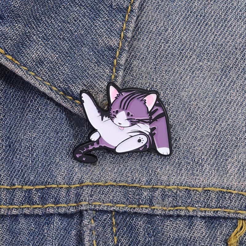 Funny Cat Enamel Pin Cartoon Brooch Lapel Cute Backpack Badge Fashion Interesting Jewelry Accessories Gift For Friends
