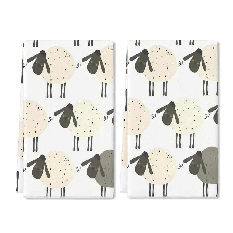 2-Pack Ultra-Soft Quick-Drying Patterned Hand Towels (40x60 cm) - Modern Style, Polyester, Machine Washable, Rectangular Design - Suitable for Kitchen, Bathroom, and Gym Use