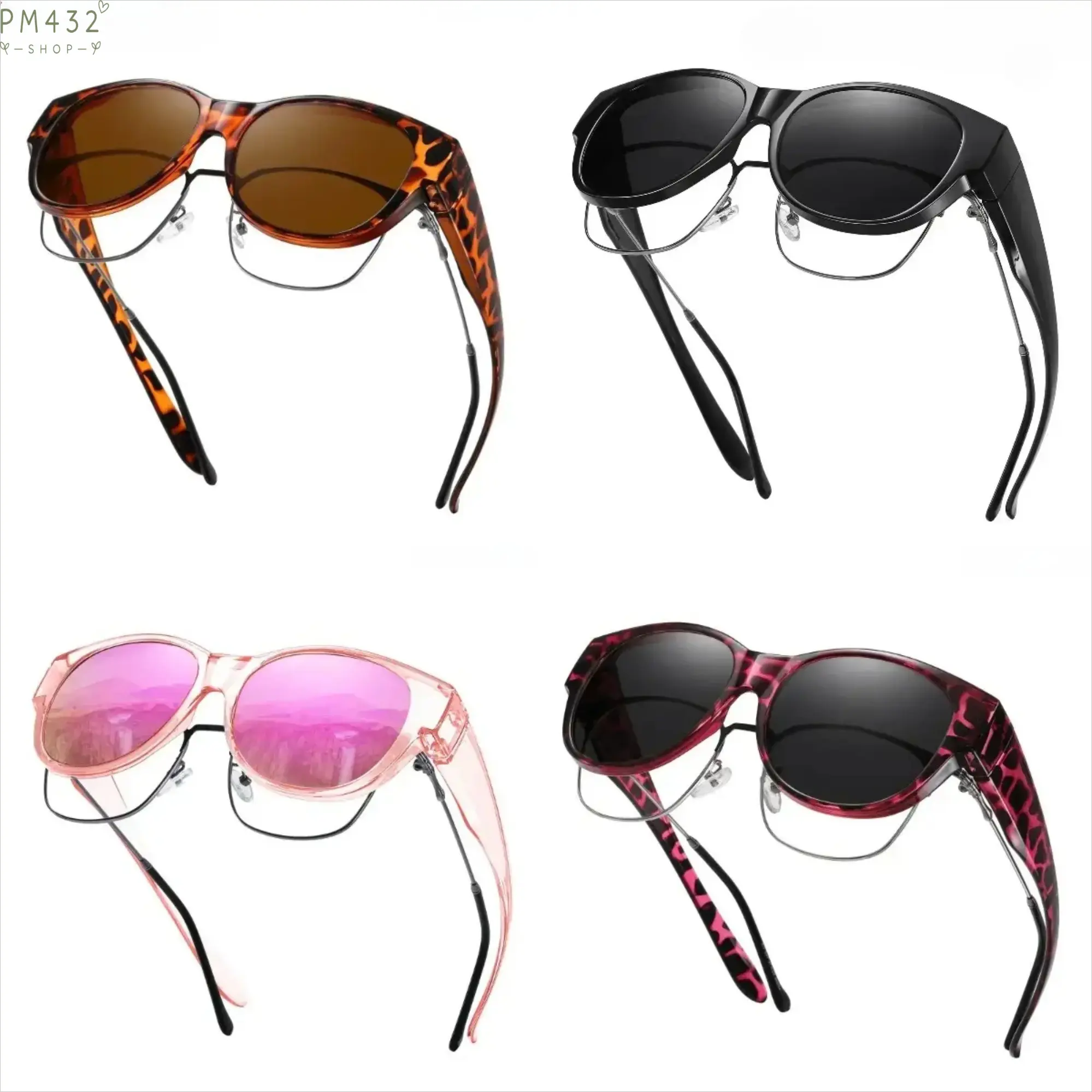 4-Pack Polarized Fit Over Sunglasses for Men & Women, Large Frame UV400 Sun Shades, Over Glasses Eyewear with Anti-Glare Lens, Comfortable Driving Glasses for Travel, Outdoor Activities, Fishing & Daily Wear