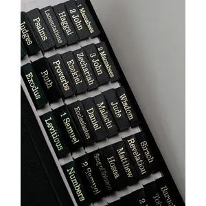 -Leather  Tabs with Book Summaries,  Tabs for Women and Men( Foil Lettering) Large Print Stickers, Easy to Read and Apply, 80 Chapters Labels for Easy Navigation(Black)