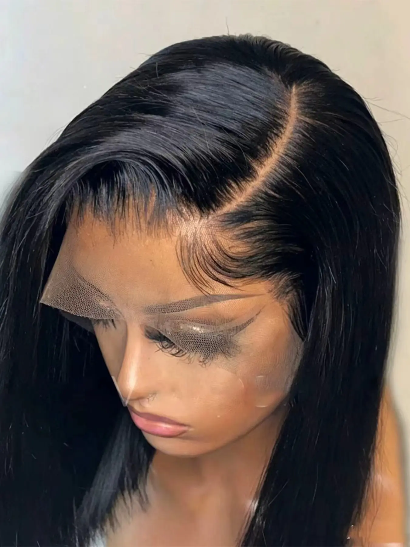 16Inch 180%Density 13*4 Lace Front Wigs Natural Black Cut Bob Straight Hair Wigs With Baby Hair Glueless Heat Resistant Comfortable Breathable Daily Wear Wigs