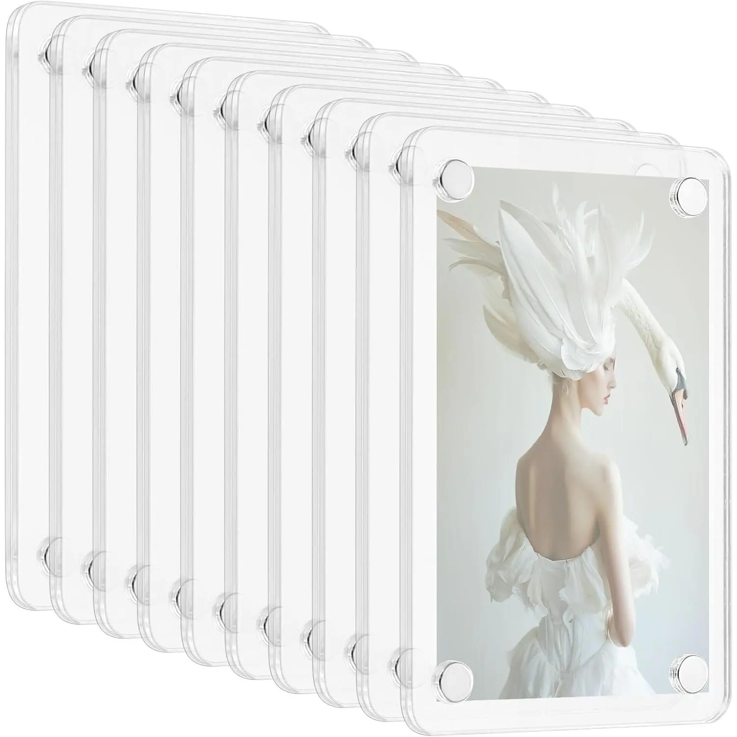 24 count/12Pairs  Fridge  Frame,Clear   Picture Frames for Refrigerator,Double Sided  Photo Frames for Fridge, Picture Frame for   Instax Mini
