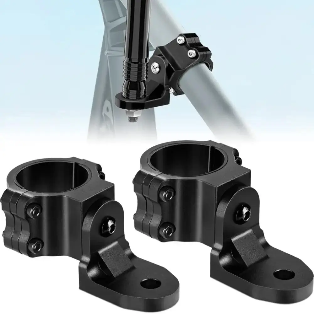 Nilight UTV Flag Antenna Mount Bracket Pair, 1.5-2 in Round Roll Cage Fit, 360° Adjust Bolt-On Heavy Steel Black