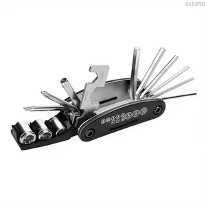 16 in 1 Pocket Multi Tool Portable Folding Bike Repair Multitool, Compact Hex Wrench Screwdriver Kit for Bicycle Fix Household Daily Maintenance Outdoor Emergency