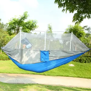 Outdoor mosquito-proof hammock with fine mesh mosquito net, foldable and portable tree-hanging swing bed, suitable for camping, garden, and courtyard leisure use