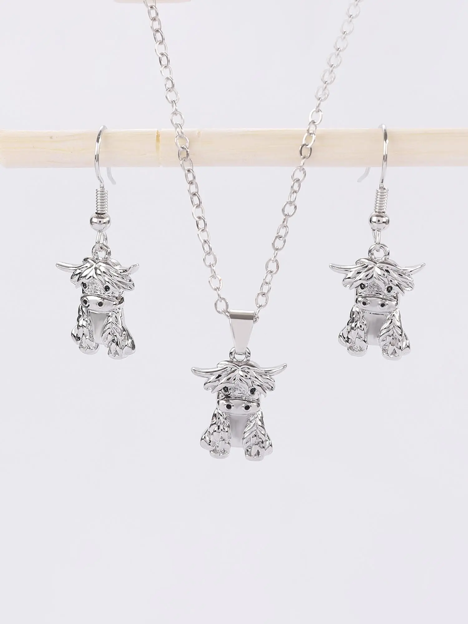 Highland Cow Necklace, Cow Pendant Earrings, Cow Charm Necklace, Highland Cow Gift for Women Girls, Birthday Present