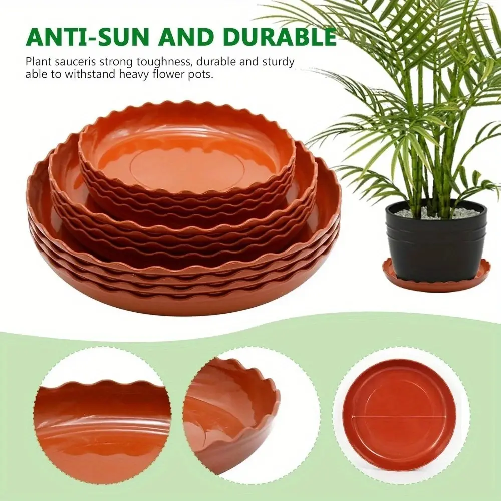 Durable Plant Saucer 9 Pack, Plastic Round Wave, Flower Pot Drip Tray for Home Garden, Indoor and Outdoor Use