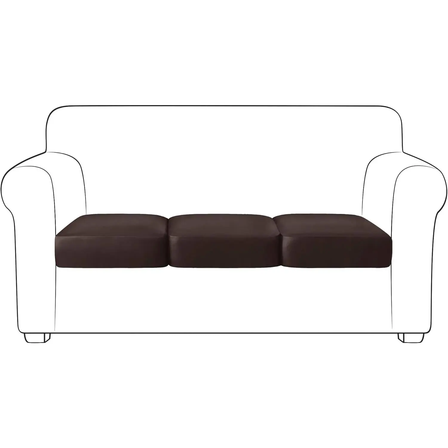 3-Piece Elastic Fit Leather Couch Cushion Slipcover - Waterproof Furniture Protector for Living Room Settee, Loveseat, Chair, RV Seat (Chocolate), 3 Piece Set