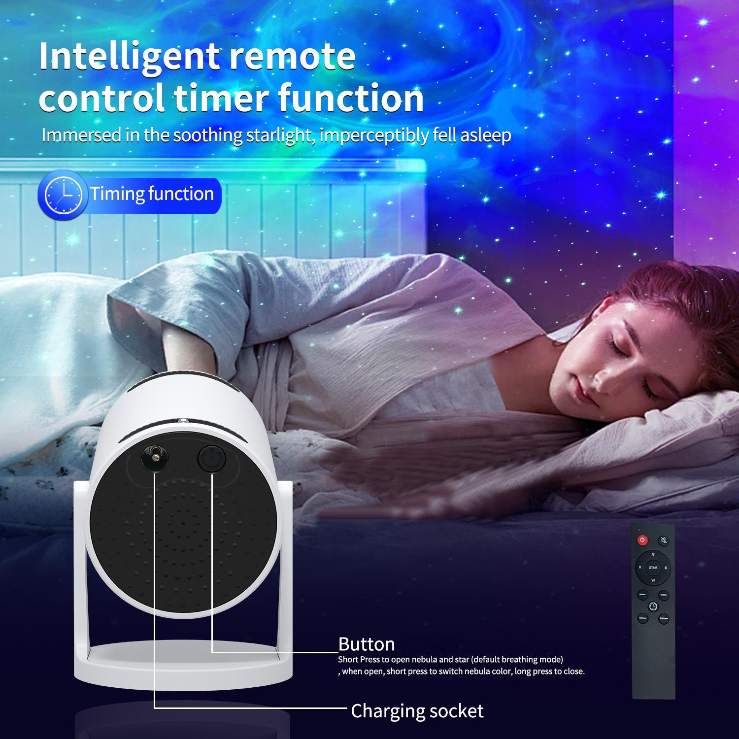 Galaxy Projector Star Lamp, Starry Sky Projector, Space Star Projection Decorative Light with Wireless Speaker, Remote Control Dimmable Timed Color Changing Projector Lamp for Home