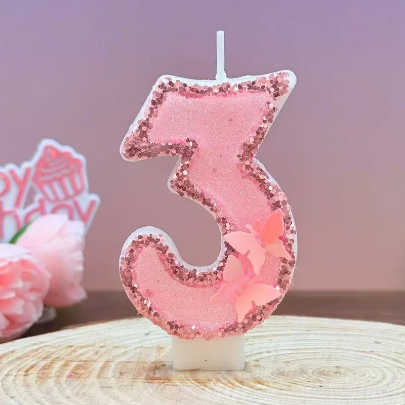 Butterfly Birthday Candle, Party Cake Decoration, Kids Girls Celebration, Single Number Candle, Perfect for Birthdays, Birthday Cake Decorations