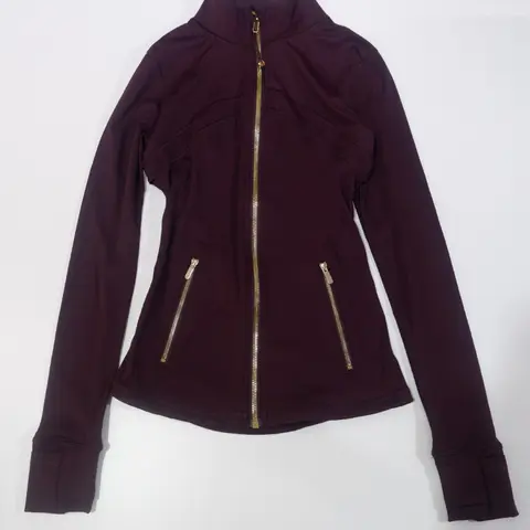 golden zippered sports jacket, Women, Sports Outerwear, suitable for regular activities such as yoga and running, suitable for all seasons, made of quick-drying and breathable fabric, with elastic and slim-fitting design