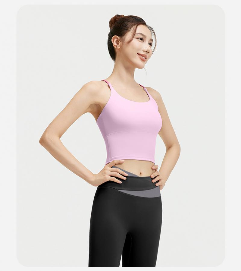 Women's Naked Feeling Breathable Sports Set, High Stretch Color Block Design, One-Piece Fixed Cup, Slimming Fitness Yoga Outfit