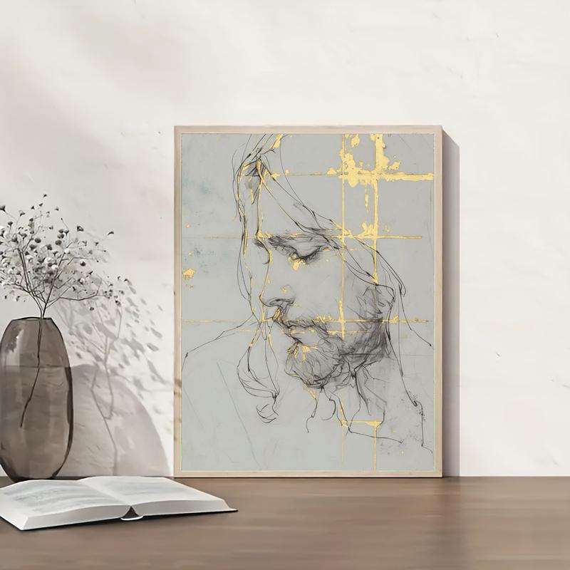 A Picture of Jesus with a Beautiful Face, Full of Grace And Harmony, Unframed Canvas Painting, 30.48cm X 40.64cm, 1pc