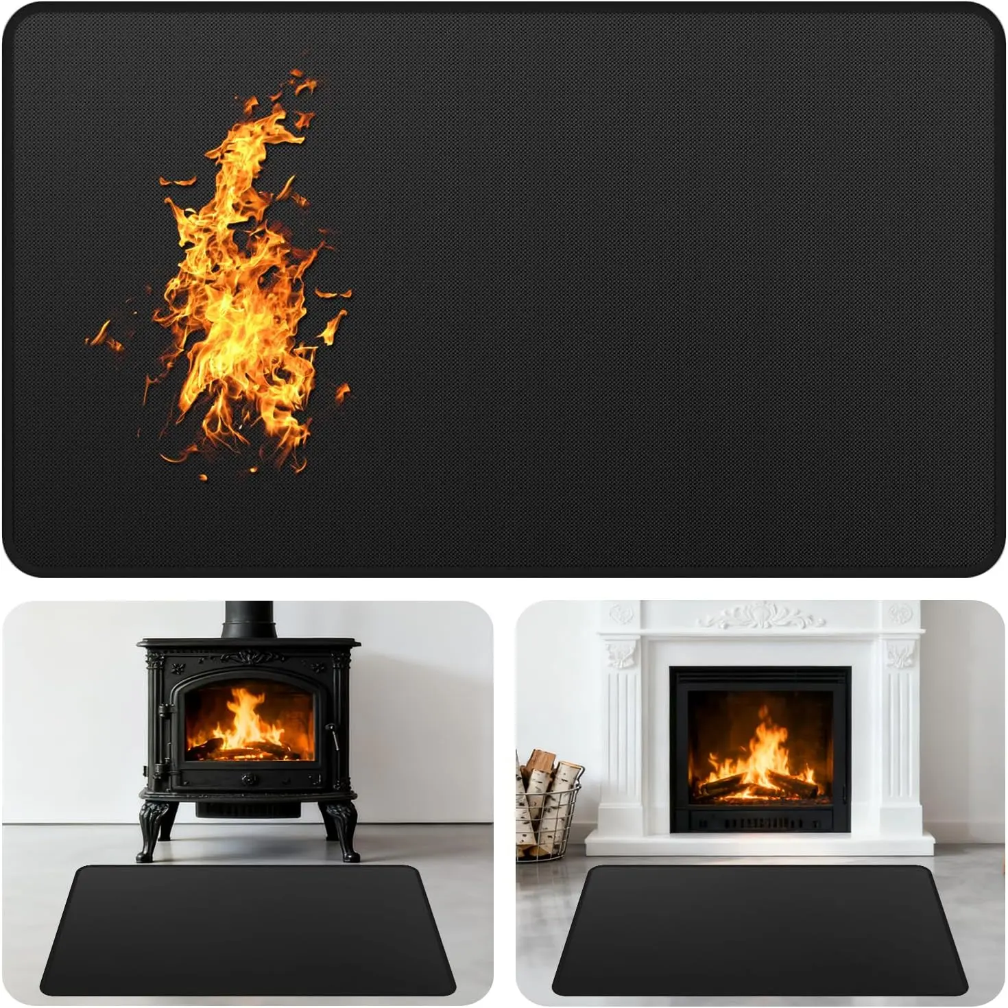 Fireplace Mat Fireproof, 42 x 24 Inch Hearth Rugs for Fireplaces Fire Resistant, Indoor Fire Pit  Stove Pads, Outdoor Under Grill Mats, Protect Floors and Decks from Sparks Embers