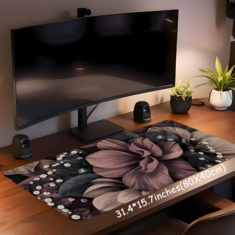 Flower Pattern Mouse Pad, Rectangle Gaming Mouse Pad, Office Desk Keyboard Mat for Home Office Desk, Desk Decor for Home Office