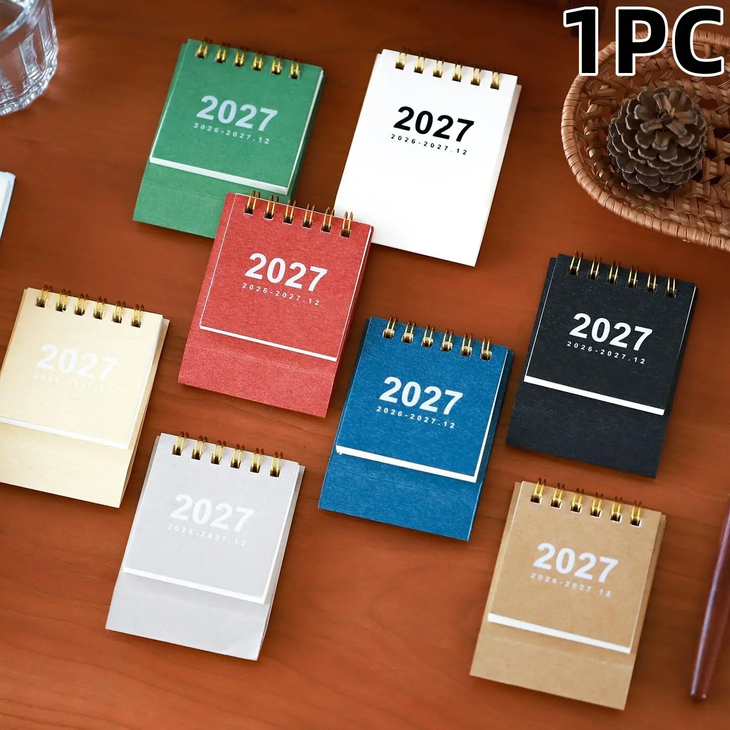 2027 Mini Calendar, Style Minimalist Desk Planner, Work and Study Schedule Tracker, Desktop Decorative Item, Small Wall Clock