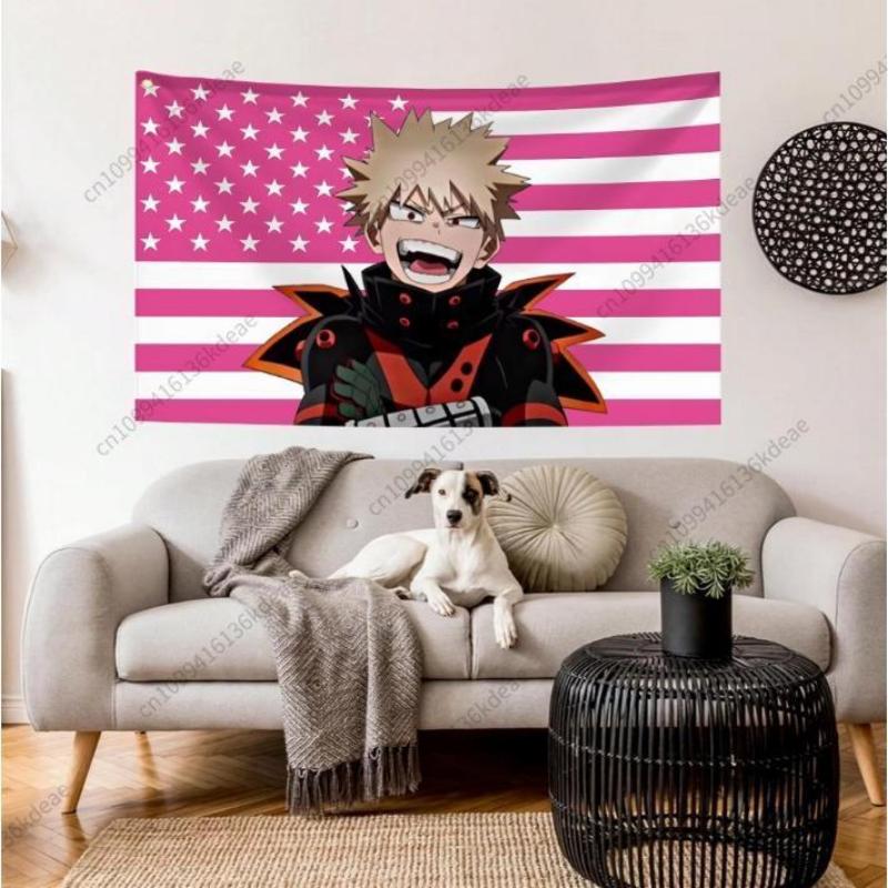 Design Funny Tapestry Home Decor Items Bakugo Katsuki Flags Bedrooms Room Background Cloth Cute Outdoor Decor Banner Gifts Decoration Linen