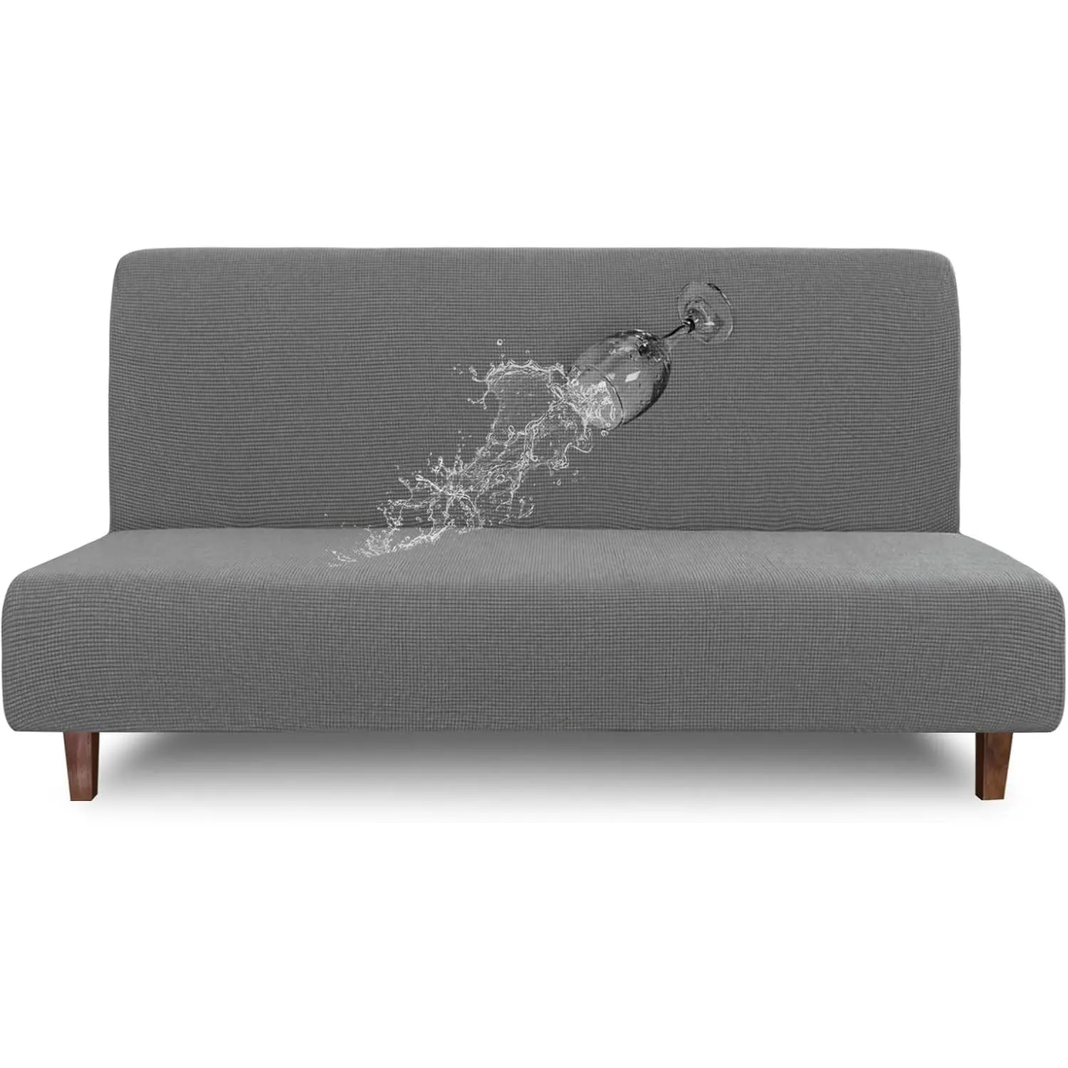 Futon Cover,   Couch Cover for Futon, Stretch Jacquard Sofa Cover, Leakproof Furniture Protector for , Pets,  and  (Medium, Grey)